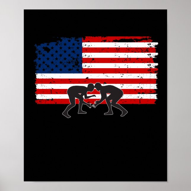 Poster American Flag Wrestling Cool Design (Front)