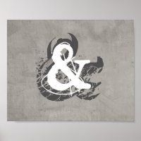 poster ampersand on distressed grey wall art