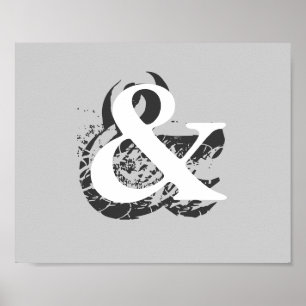 poster ampersand on gray decor for home or office