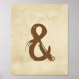 poster ampersand sepia tones distressed look