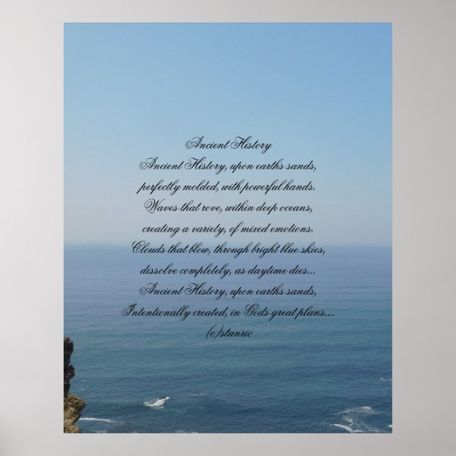 Poster Ancient History poem on photograph (Front)