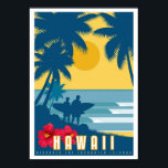 Poster - Art Deco Hawaii Travel Poster<br><div class="desc">A art deco travel poster with the option to have your poster framed by zazzle on purchase.

If you see a designbut not on the product you wish to purchase,  please leave me a message via 'chat' and I will determine it is possible.</div>