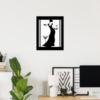 Poster ART DECO LADY Black White | Zazzle