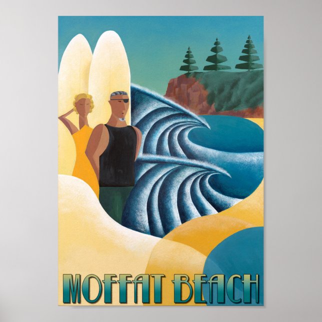 Poster - Art Deco Poster Moffat Beach 2 (Front)