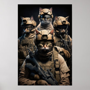 Poster Art Military Cats