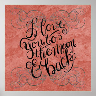 Poster Artistic. I love you to the moon and back