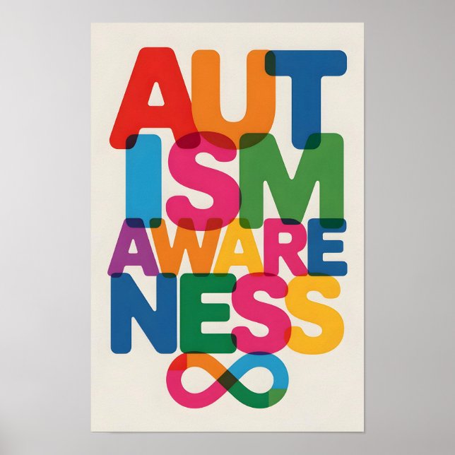 Poster Autism Awareness Colour Typography Infinity (Front)