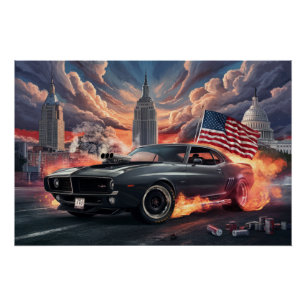 Poster Auto Drapeaux 07