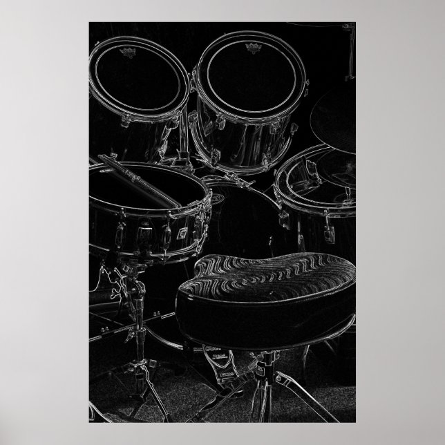 Poster B/W Drumset 1 (Front)