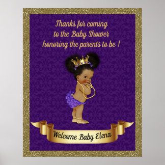 Poster Baby Shower Girl,Princess girl,purple,16x20