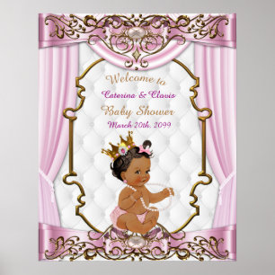 Poster Baby Shower Girl,  Princess, pink, 16x20
