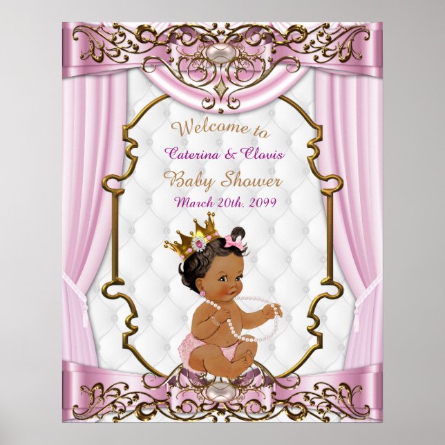 Poster Baby Shower Girl,  Princess, pink, 16x20 (Front)