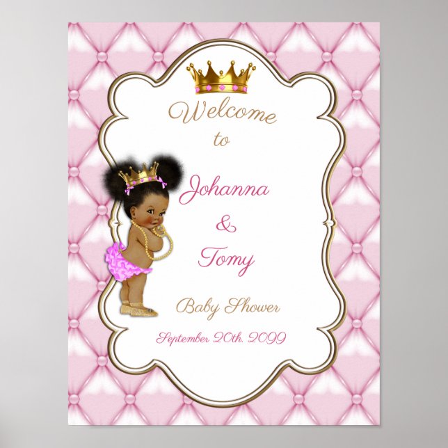 Poster Baby Shower Girl,  Princess, pink, 16x20 (Front)