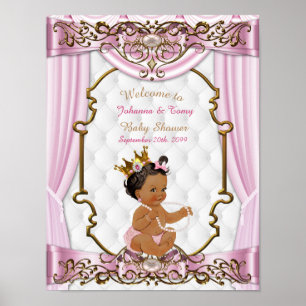 Poster Baby Shower Girl,  Princess, pink, 8.5x11