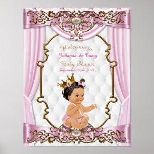 Poster Baby Shower Girl,  Princess, pink, 8.5x11