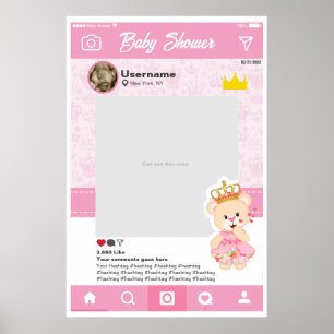 Póster Baby Shower Instagram Custom Selfie Frame Poster