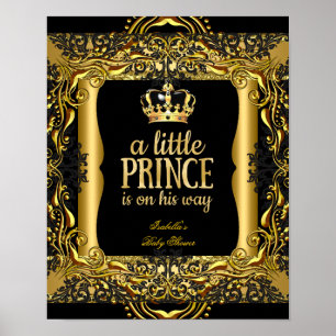 Poster Baby Shower Little Prince Gold Black