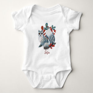 Poster baby shower red and blue with animals baby  bodysuit
