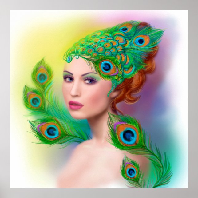 poster Beautiful Fashion spring woman Peacock (Front)