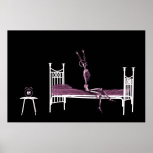 Poster - Bedtime X-Ray Skeleton Black Pink