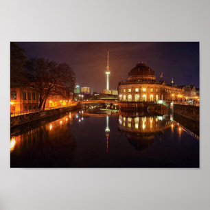 Poster Berlin Germany Skyline Nacht Fernsehturm