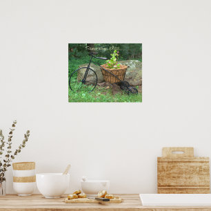 Poster Bicycle Pink Flowers in Basket
