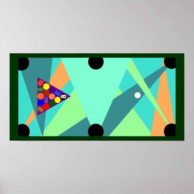 POSTER BILLIARDS Pool Table ABSTRACT Racked&Ready (Front)
