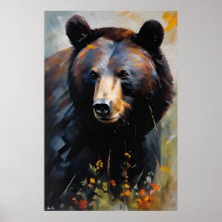 Poster | Black Bear | Oil Painting Style