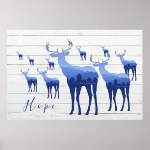 Poster-Blue Deer-Hope Poster