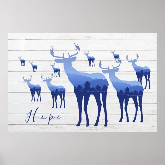 Poster-Blue Deer-Hope Poster (Front)