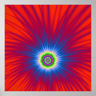Poster  Blue Explosion on Red