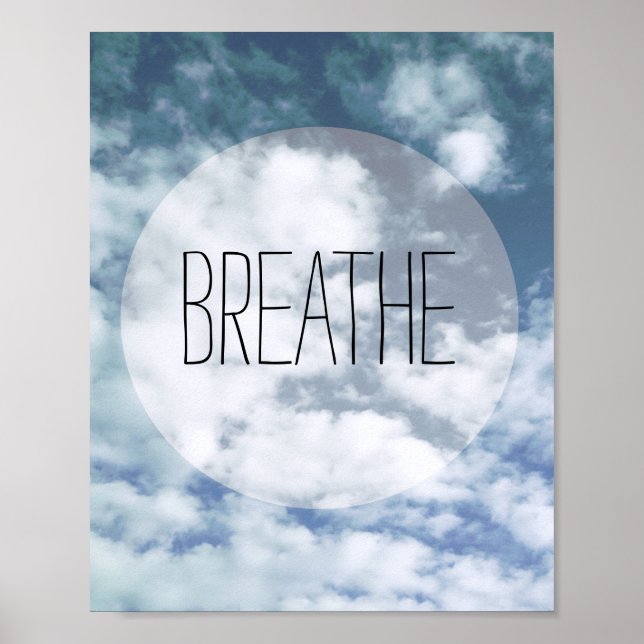 poster blue sky photo art with text breathe (Front)