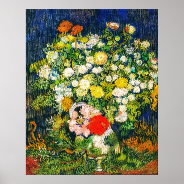 Póster Bouquet of Flowers in a Vase Van Gogh Poster (Front)