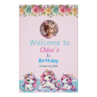 Póster brillante Unicorn Birthday