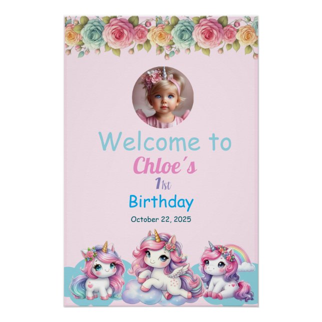 Póster brillante Unicorn Birthday  Poster (Front)