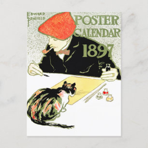 Poster Calendar - Edward Penfield -vintage cat art Postcard