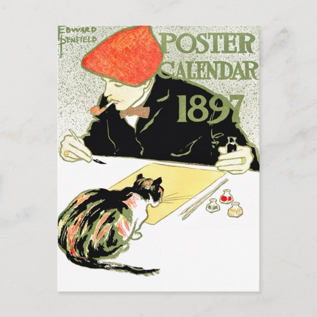 Poster Calendar - Edward Penfield -vintage cat art Postcard (Front)