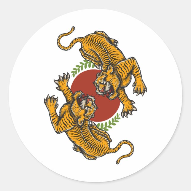 Poster Camiseta Tiger fight Classic Round Sticker (Front)
