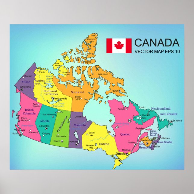 Poster - Canada Map with Provinces (Front)