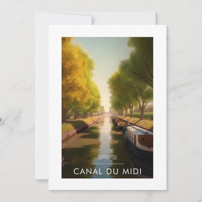 Poster Canal du Midi - France - illustration Thank You Card (Front)