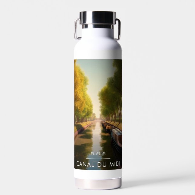 Poster Canal du Midi - France - illustration Water Bottle (Front)
