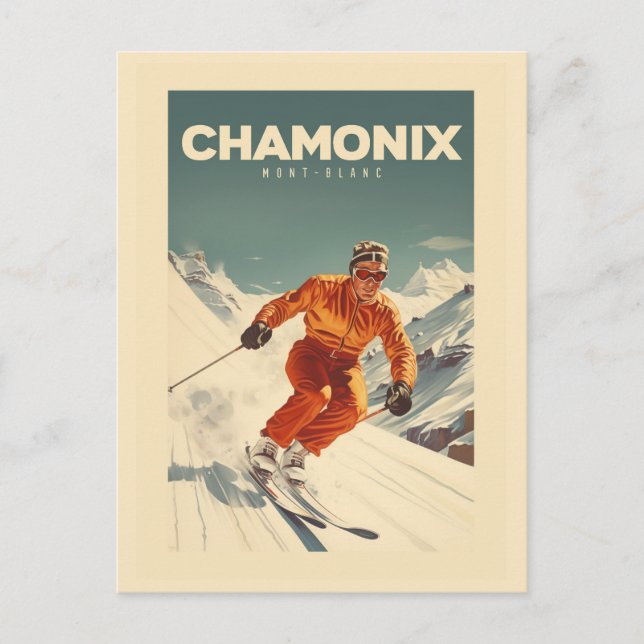 Poster Chamonix - France - Mont-blanc illustration Postcard (Front)