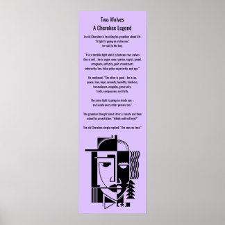 Poster Cherokee Legend Two Wolves The one you feed