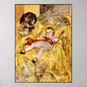 Poster: Child & Saint Bernard: Art by Anders Zorn Poster