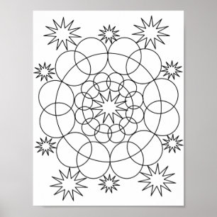 Poster - Circles and Stars Mandala to Colour
