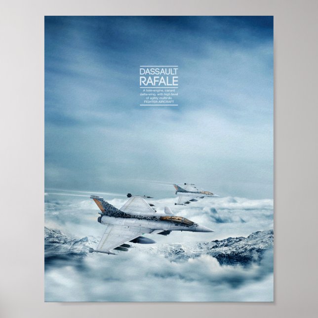 Poster combat aircraft over mountains (Front)