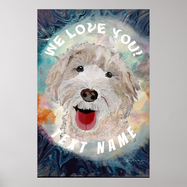 Poster Cute Labradoodle Dog &Text (Front)