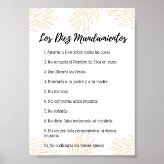 Póster de los 10 mandamientos de la ley de Dios Poster