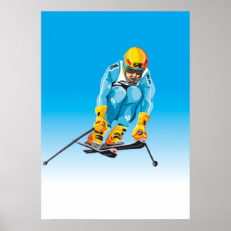 Poster Downhill Skier Jumping Winter Sport