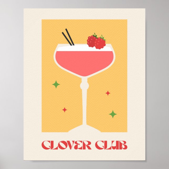 Poster drink Cocktail art Clover Club (Front)